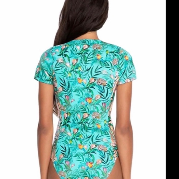 Johnny Was Taina Swimsuit Blue M Medium Fly Neoprene One Piece NWT $298 - Picture 7 of 8